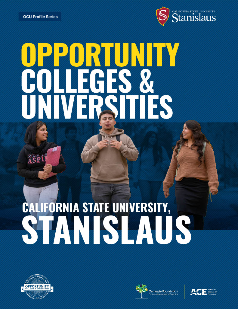 Cover image that says "Opportunity colleges & Universities: California state University, Stanislaus."